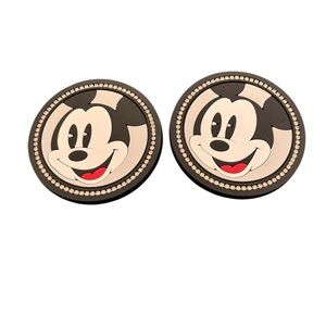 Set 2 Retro Disney Mickey Mouse Non Slip Car Cup Coaster Rhinestone Border 2.75”